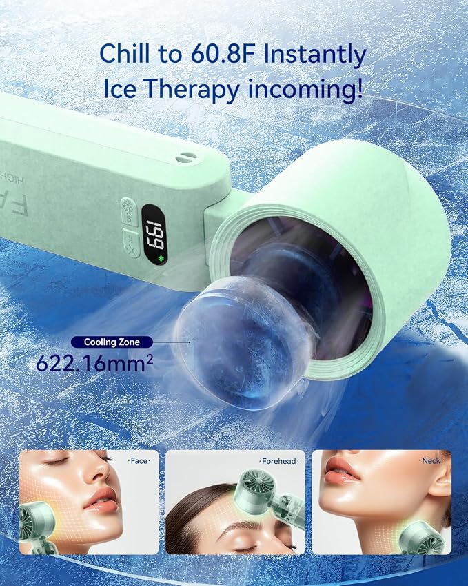 Handheld Portable Turbo Fan with Ice Cooler, Speed (1-199) 5500mAh Rechargeable Personal Fan,[20H Cooling Time], alternate