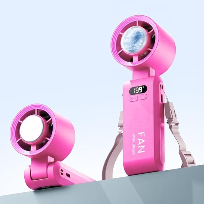 Handheld Portable Turbo Fan with Ice Cooler, Speed (1-199) 5500mAh Rechargeable Personal Fan,[20H Cooling Time] Mini Yet