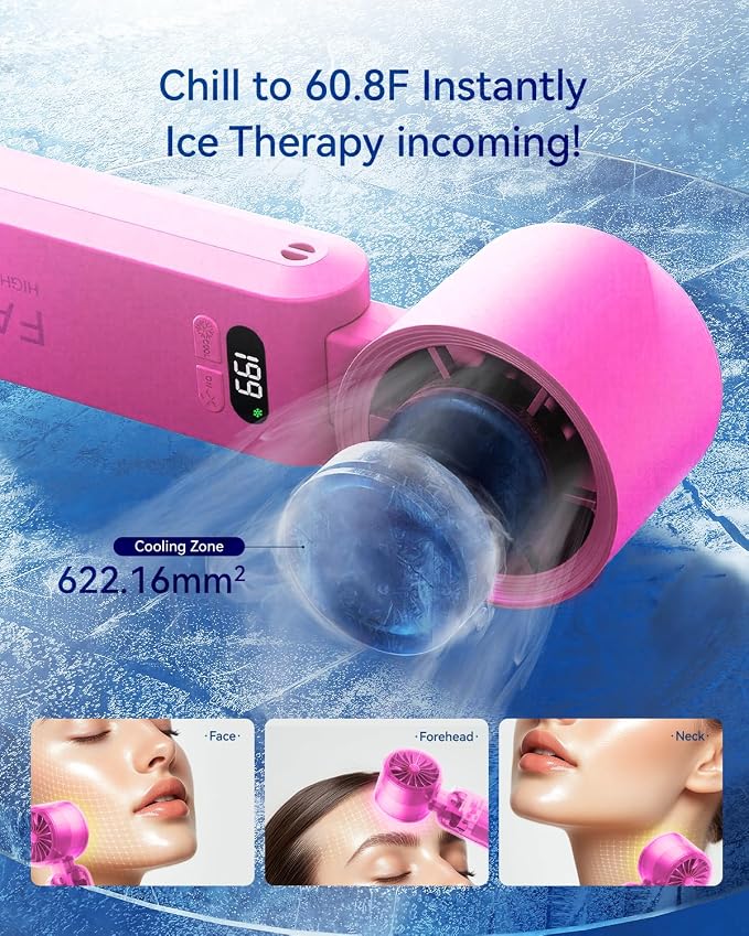 Handheld Portable Turbo Fan with Ice Cooler, Speed (1-199) 5500mAh Rechargeable Personal Fan,[20H Cooling Time] Mini Yet