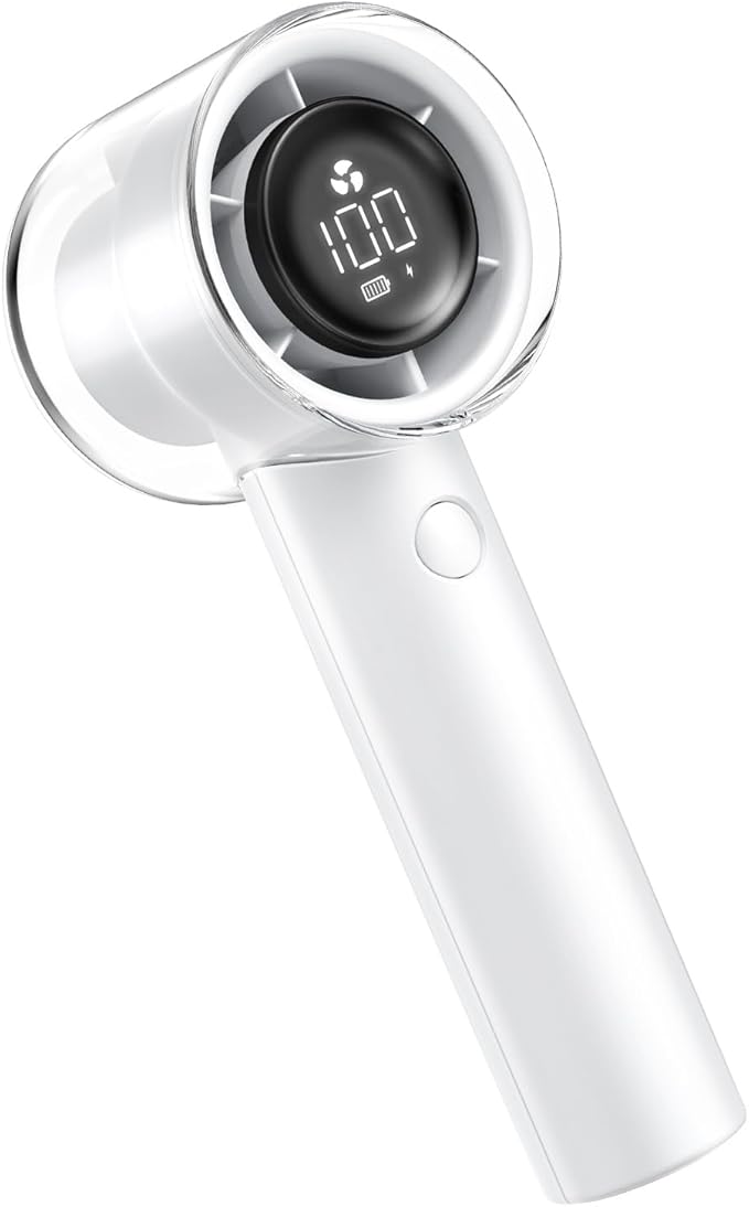 Handheld Turbo Fan, 5 Gear Wind, Battery Operated, Up to 19 Working Hours, 3 IN 1 Hand Fan with Air Turbo Tech Cooling Fan