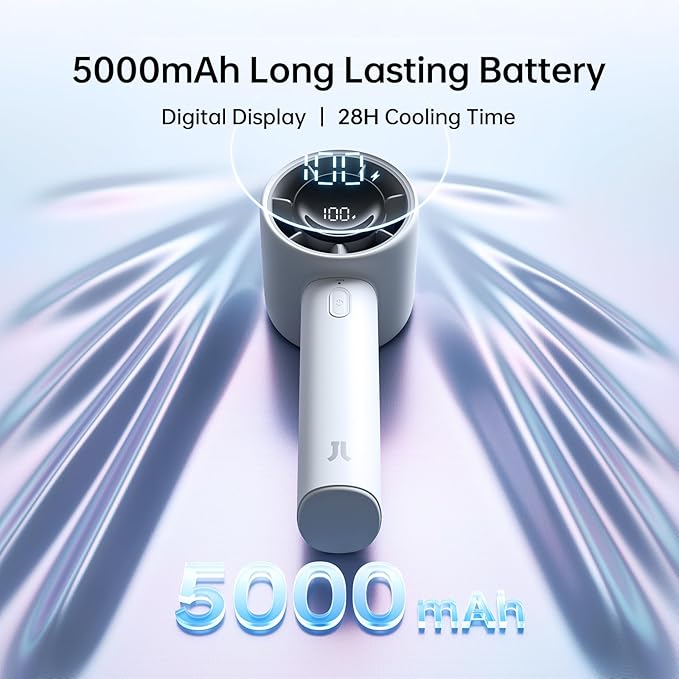 Handheld Turbo Fan Life10s, 5000mAh Rechargeable Portable Fans,Up to 28 Hours Working,5 Speed Strong Wind,Personal Mini Fan