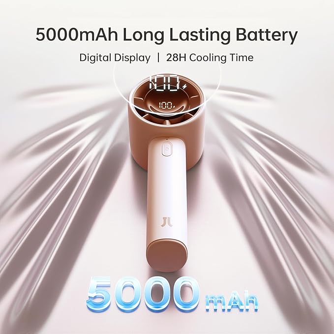 Handheld Turbo Fan Life10s, 5000mAh Rechargeable Portable Fans,Up to 28 Hours Working,5 Speed Strong Wind,Personal Mini Fan