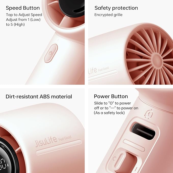Handheld Turbo Fan Life10s, 5000mAh Rechargeable Portable Fans,Up to 28 Hours Working,5 Speed Strong Wind,Personal Mini Fan