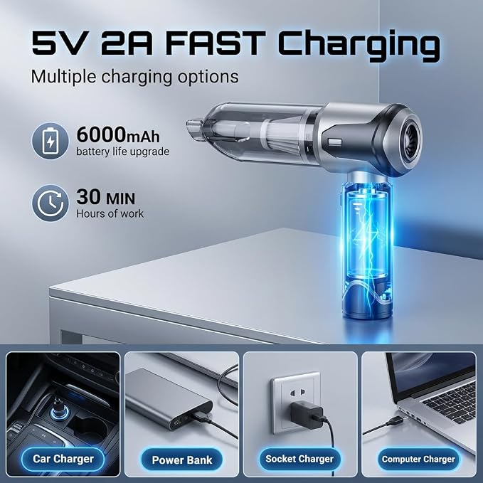 Handheld Vacuum Cleaner, 22000Pa Powerful Car Vacuum Cleaner Cordless, Lightweight Mini Car, Rechargeable Portable Air