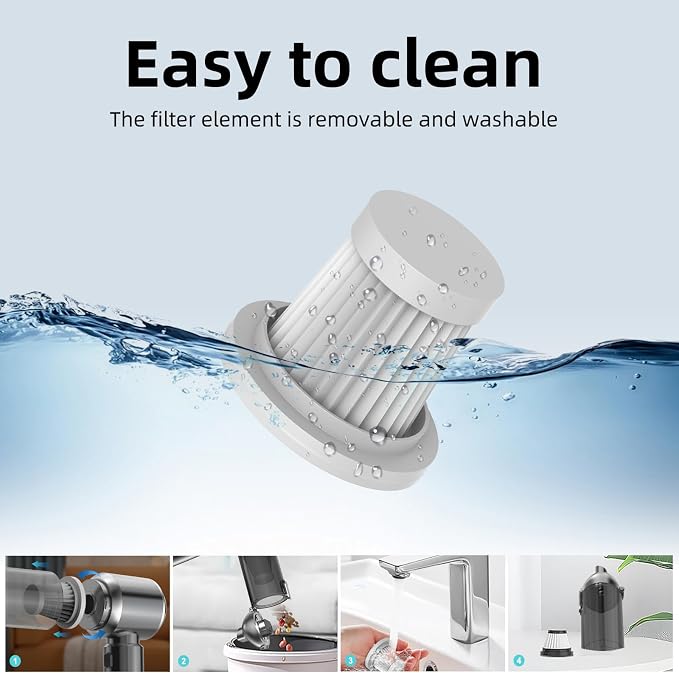 Handheld Vacuum Cleaner, 28000Pa 4 in 1 Handheld Vacuum Cordless, Brushless Motor, One-Touch Dust Removal, 3 Speeds Car