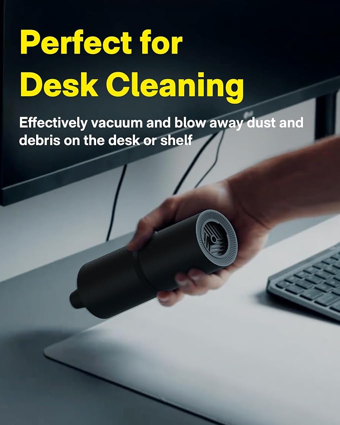 Handheld Vacuum Cleaner Cordless, Desk Vacuum Cleaner Compressed Electric Air Duster 15000Pa Suction, 4-in-1 Portable Vortex