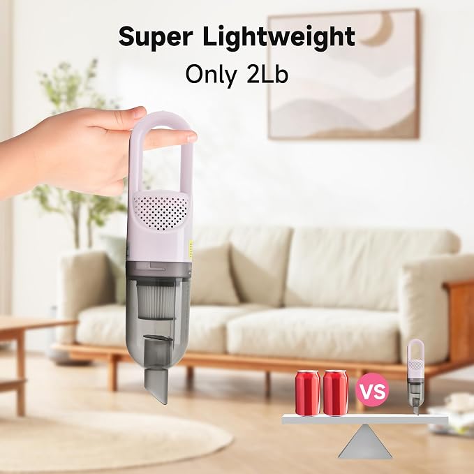 Handheld Vacuum Cleaner,Ultra-Lightweight Mini Portable Vacuums for Home, 6 in 1 Stick Vac Cleaners for Car,Pet Hair(White