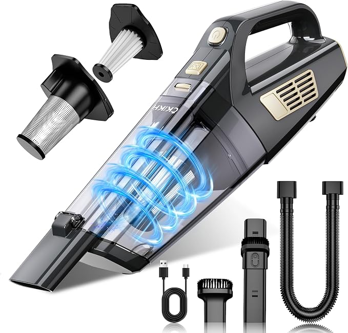 Handheld Vacuum Cordless, 15000PA Strong Suction Hand Held Car Vacuum Cleaner Portable with Multi-Nozzles & Washable Filter