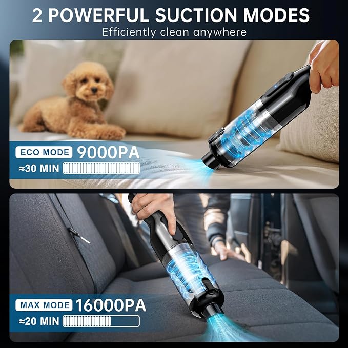 Handheld Vacuum Cordless, 16000Pa Powerful Suction, Lightweight at 1.3 lbs, Type-C Charge, Multiple Accessories, alternate