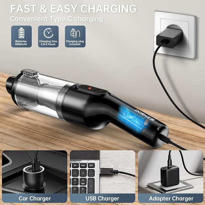 Handheld Vacuum Cordless, 16000Pa Powerful Suction, Lightweight at 1.3 lbs, Type-C Charge, Multiple Accessories, alternate