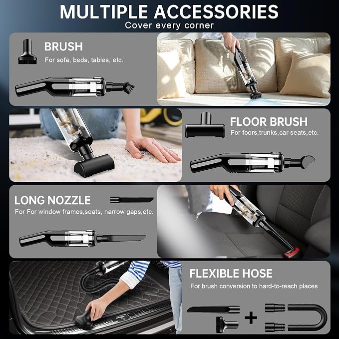 Handheld Vacuum Cordless, 16000Pa Powerful Suction, Lightweight at 1.3 lbs, Type-C Charge, Multiple Accessories, alternate
