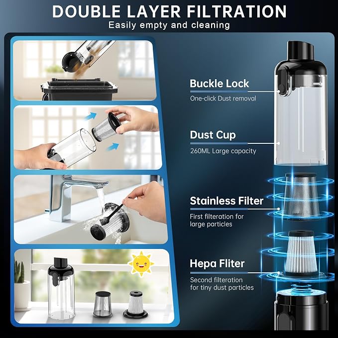Handheld Vacuum Cordless, 16000Pa Powerful Suction, Lightweight at 1.3 lbs, Type-C Charge, Multiple Accessories, alternate