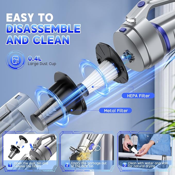 Handheld Vacuum Cordless, 16000PA Strong Suction Hand Held Car Vacuum Cleaner, Portable Hand Vacuum Rechargeable, alternate