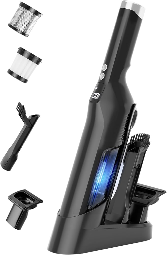 Handheld Vacuum Cordless, 24Kpa Car Vacuum with Brushless Motor, Charging Dock, Rechargeable, 1.5lbs Portable Handheld Vacuum