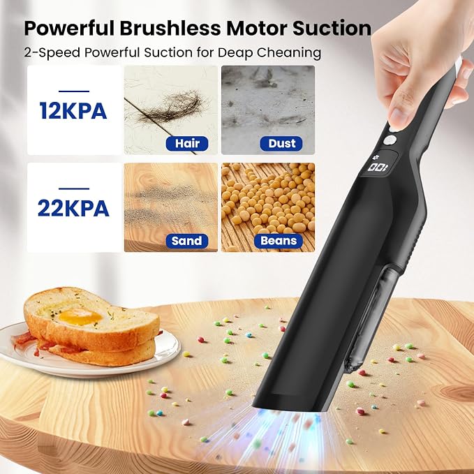 Handheld Vacuum Cordless, 24Kpa Car Vacuum with Brushless Motor, Charging Dock, Rechargeable, 1.5lbs Portable Handheld Vacuum