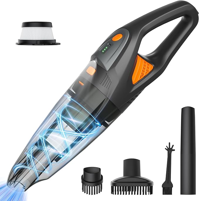 Handheld Vacuum Cordless - 25000PA Strong Suction Hand Held Car Vacuum Cleaner Portable with Multi-Nozzles - Lightweight Dust