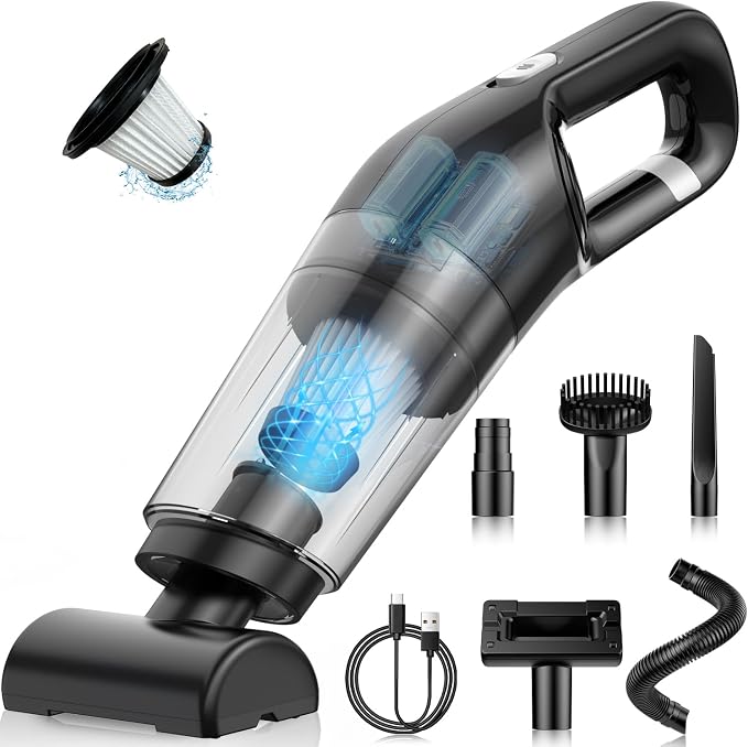 Handheld Vacuum Cordless, 26,000 Pa High Power Suction, Portable Rechargeable Car Vacuum Cleaner for Home, Office, Pet Hair