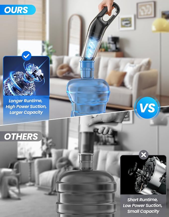 Handheld Vacuum Cordless, 26,000 Pa High Power Suction, Portable Rechargeable Car Vacuum Cleaner for Home, Office, Pet Hair