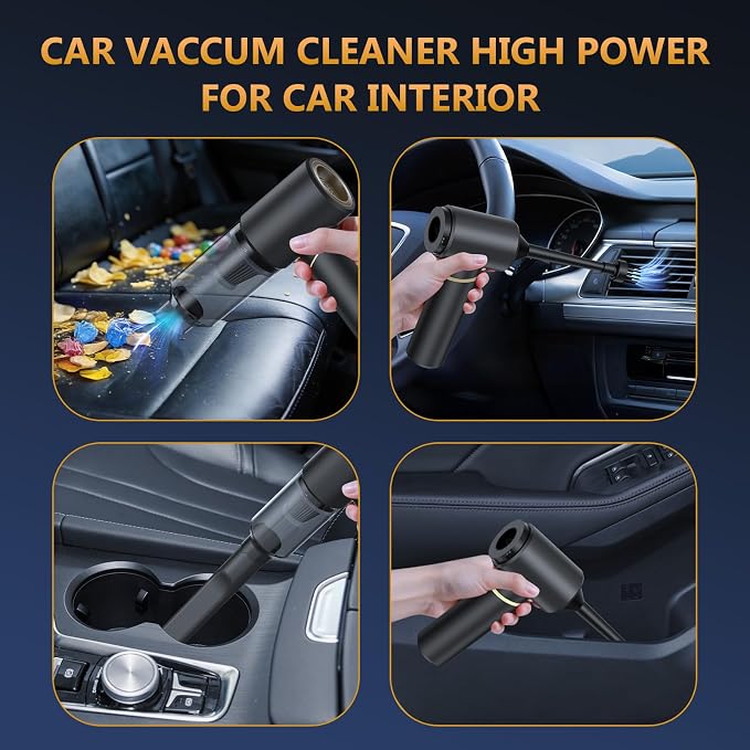 Handheld Vacuum Cordless 4-in-1 – 12KPa Suction Car Vacuum, 30Min Runtime, 75dB Quiet, Hand Vacuum 1.25Lbs Lightweight, USB-C