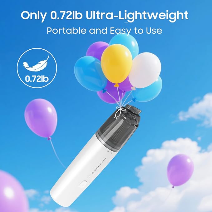 Handheld Vacuum Cordless, Car Vacuum Portable with 2 Suction Modes, Blow & Suction 2-in-1, Mini Vacuum Cleaner Rechargeable