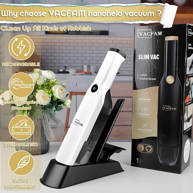 Handheld Vacuum Cordless,Dust Busters Cordless with Storage Dock,15KPA High Power Portable Vacuum Vordless,USB Quick