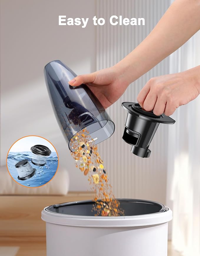 Handheld Vacuum Cordless Rechargeable 9KPA - [2H Fast Charging Dock] Portable Car Vacuum Cleaner High Power Suction with LED