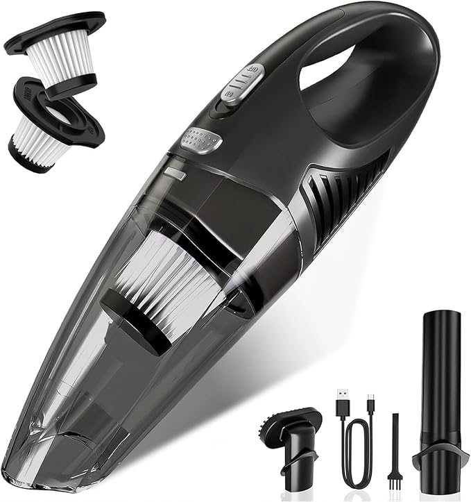 Handheld Vacuum Cordless, Rechargeable Car Vacuum Cleaner with Multiple Attachments, Portable Hand Held Vacuum Suction Power