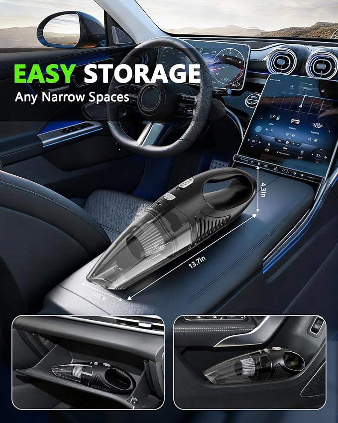 Handheld Vacuum Cordless, Rechargeable Car Vacuum Cleaner with Multiple Attachments, Portable Hand Held Vacuum Suction Power