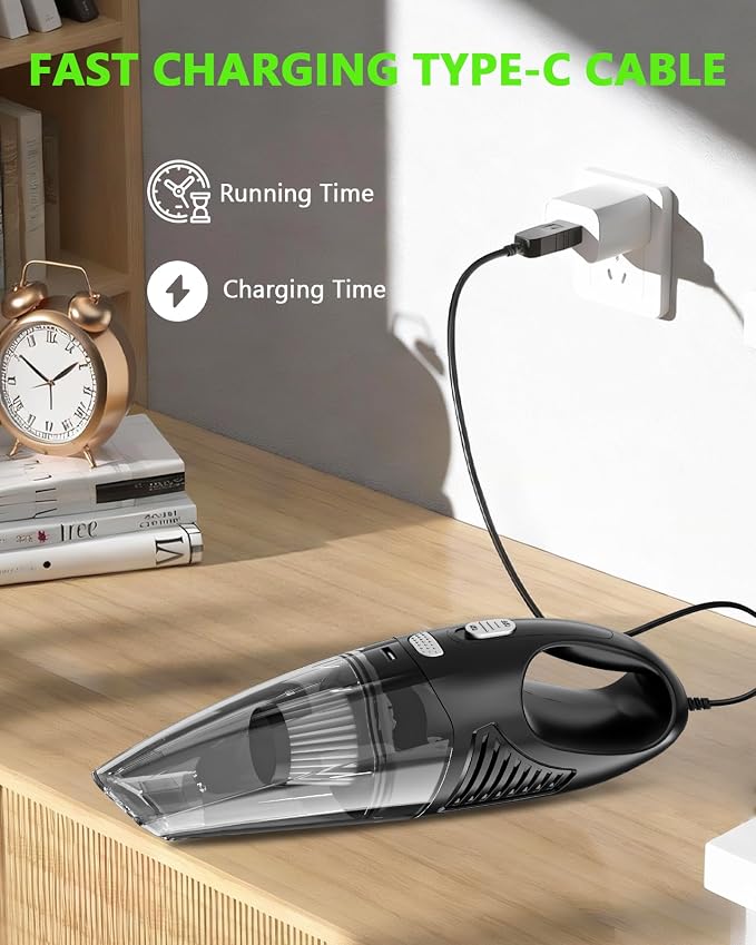 Handheld Vacuum Cordless, Rechargeable Car Vacuum Cleaner with Multiple Attachments, Portable Hand Held Vacuum Suction Power