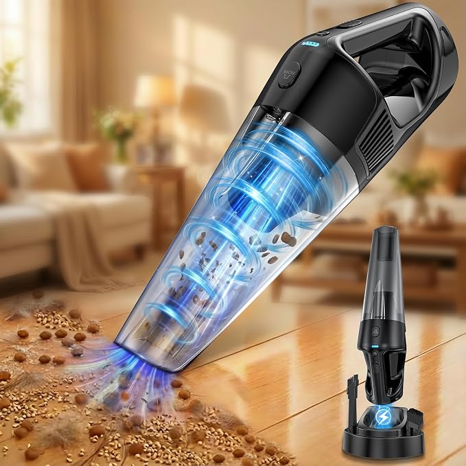 Handheld Vacuum Cordless Rechargeable with Charging Dock - 16000Pa Ultra-Strong Suction, Portable & Lightweight, Fast