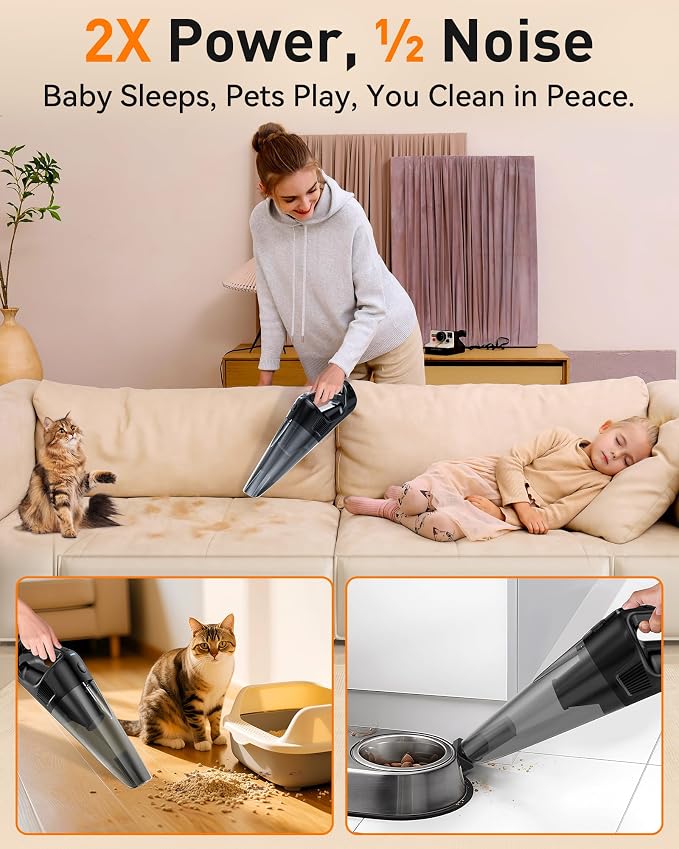 Handheld Vacuum Cordless Rechargeable with Charging Dock - 16000Pa Ultra-Strong Suction, Portable & Lightweight, Fast
