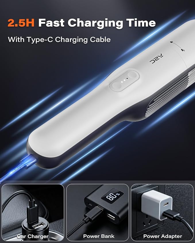 Handheld Vacuum Cordless with 19000Pa Strong Suction, Mini Car Vacuum Cleaner with HEPA Filter, 2 Suction Modes