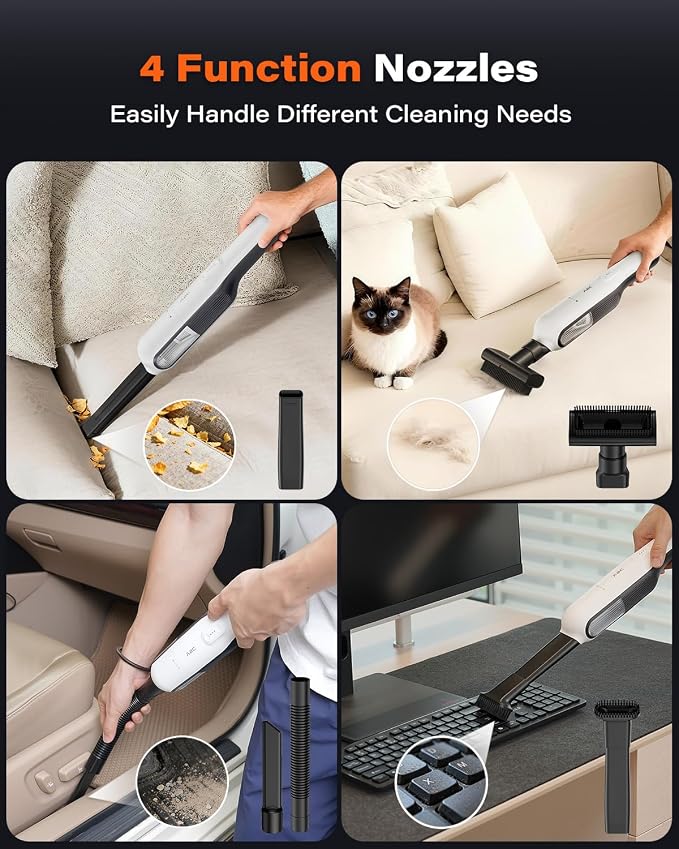 Handheld Vacuum Cordless with 19000Pa Strong Suction, Mini Car Vacuum Cleaner with HEPA Filter, 2 Suction Modes