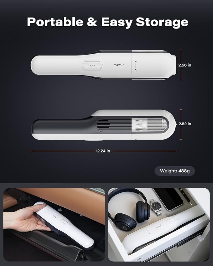Handheld Vacuum Cordless with 19000Pa Strong Suction, Mini Car Vacuum Cleaner with HEPA Filter, 2 Suction Modes