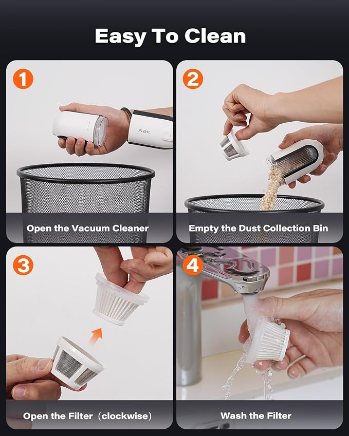 Handheld Vacuum Cordless with 19000Pa Strong Suction, Mini Car Vacuum Cleaner with HEPA Filter, 2 Suction Modes