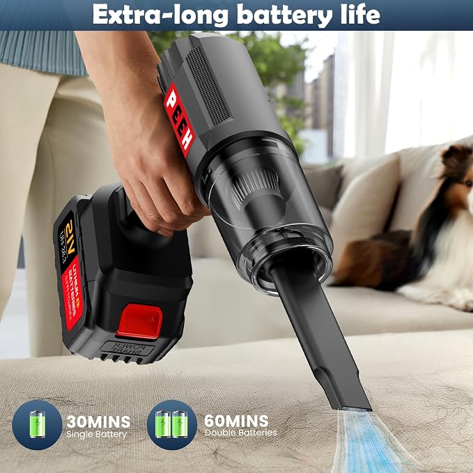 Handheld Vacuum for Home, Cordless Portable Vacuum Cleaner, Rechargeable with 60 Mins Max Runtime, High Power Vacuum for Car