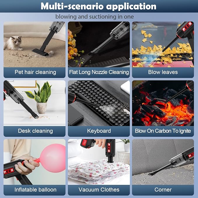Handheld Vacuum for Home, Cordless Portable Vacuum Cleaner, Rechargeable with 60 Mins Max Runtime, High Power Vacuum for Car