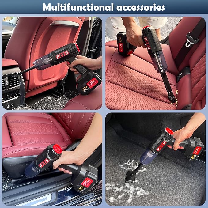 Handheld Vacuum for Home, Cordless Portable Vacuum Cleaner, Rechargeable with 60 Mins Max Runtime, High Power Vacuum for Car