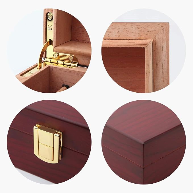 Handmade Cigar Humidor Cigar Box Wood Humidor Holds 10-20 Cigars Desktop Box Humidor with Hygrometer and Humidifier