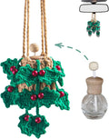 Handmade Crochet Car Air Freshener - Crochet hanging holly plants with 12ml Empty Refillable Oil Diffuser Bottle, product