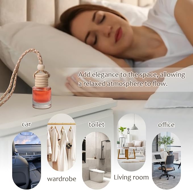 Hanging Car Air Freshener Diffuser, 100Pcs 8ml Empty Glass Essential Pendant Bottles, alternate product view 4