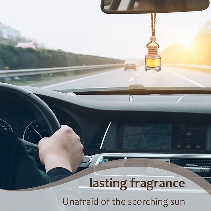 Hanging Car Air Freshener Diffuser, 60Pcs 8ml Empty Glass Essential Pendant Bottles, Automotive Oil Aromatherapy Fragrance