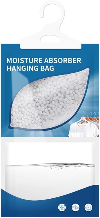 Hanging High-Purity Moisture Absorber, 10 Pack with Activated Carbon, eliminates Musty Odors During humid Summers, Ideal for