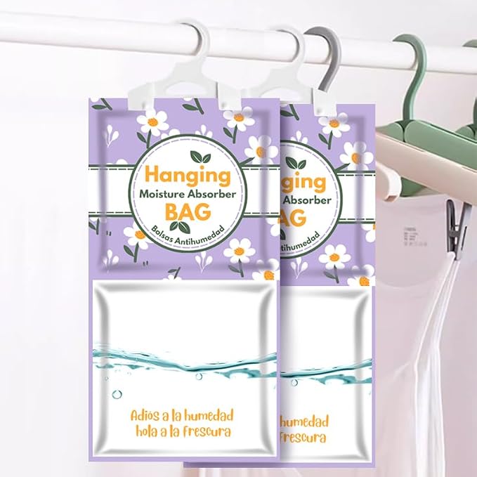 Hanging High-Purity Moisture Absorber, 20 pack with Activated Carbon, eliminates musty odors during humid summers, ideal for