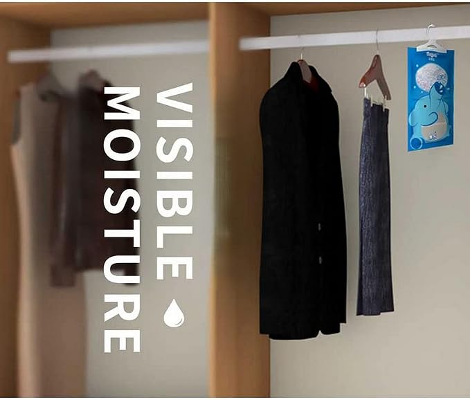 Hanging Moisture Absorber Bags (12 Pack) - Fragrance-Free Dehumidifier for Closet, Bathroom, RV, Boat & Storage Spaces