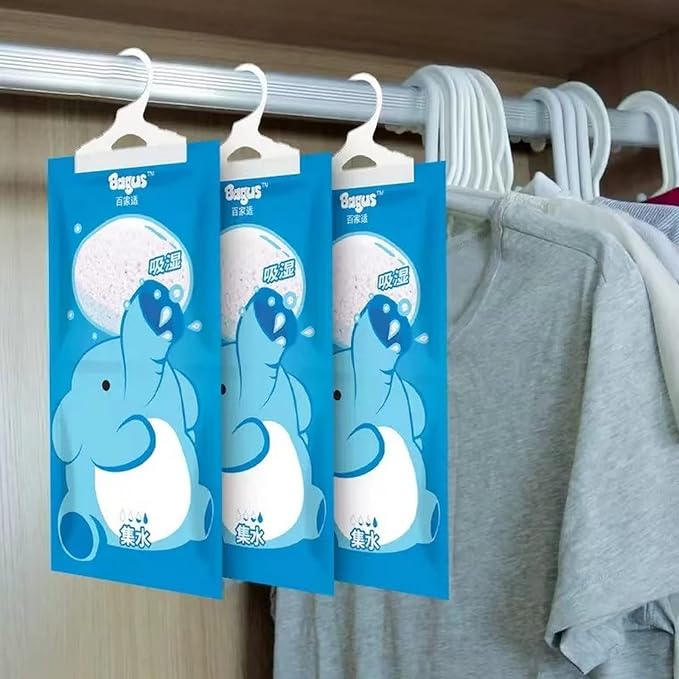 Hanging Moisture Absorber Bags (12 Pack) - Fragrance-Free Dehumidifier for Closet, Bathroom, RV, Boat & Storage Spaces