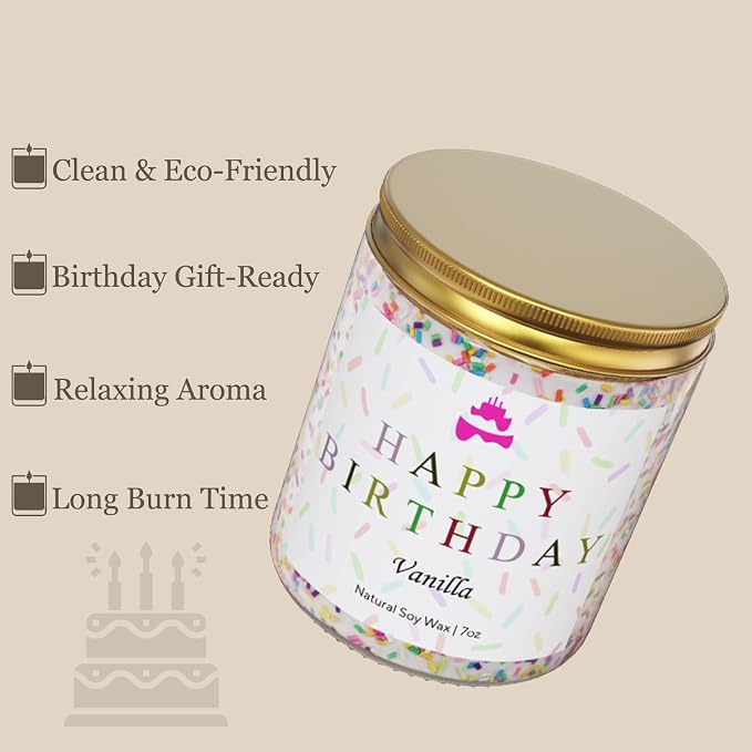 Happy Birthday Candle - Birthday Gifts for Women, Men, Mom, Dad, Sister, Teacher, Friends - Gifts for Her Ideas, alternate