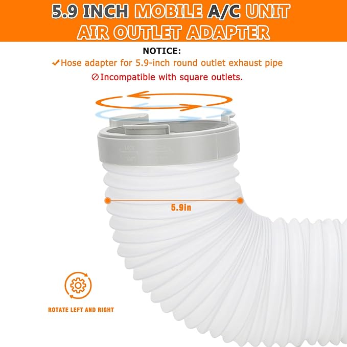 HAUREW Portable Air Conditioner Exhaust Hose Coupler 5.9 Inch AC Unit Tube Connector Round Mobile Air Conditioning