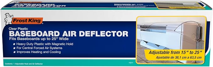 HD11 Baseboard Air Deflector, Heavy Duty, Clear Plastic with Magnetic hold, Fits baseboards up 25' wide, alternate view 4