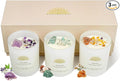 Healing Crystal Candles Gift Set for Women, 3 Pack Aromatherapy Soy Candles with Real Amethyst Amazonite Sunstone, Lavender